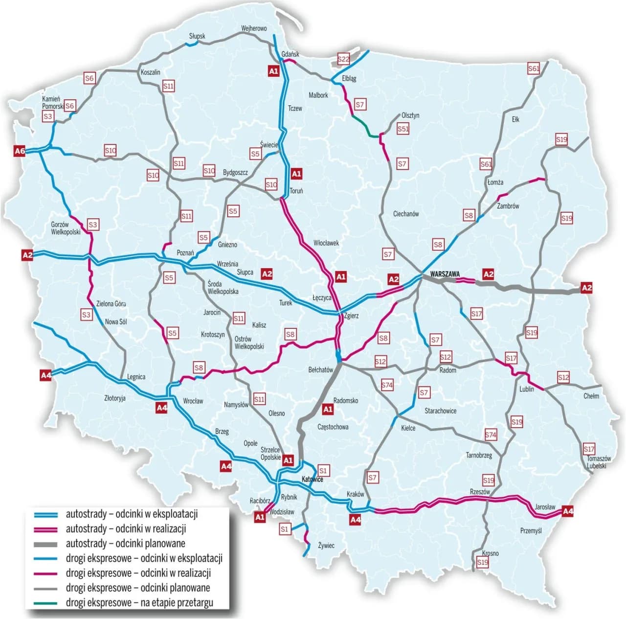 Która polska autostrada będzie po ukończeniu najdłuższa? A2 czy A4?